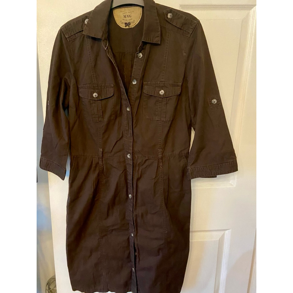 Mango Brown Utility Shirtdress - pre-loved | Shopee Philippines