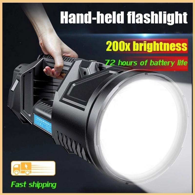 Handheld Large Super bright flashlight rechargeable heavy duty water ...