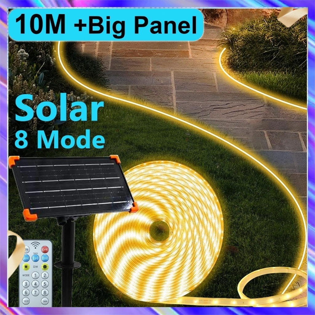 10M Solar Strip Lights Outdoor Waterproof led light strip 8 Mode USB ...