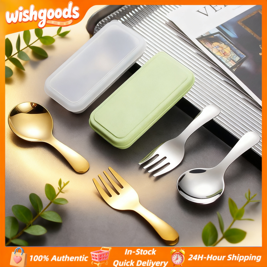 304 Stainless Steel Spoon Fork Set Portable Short Handle for Lunch Box ...