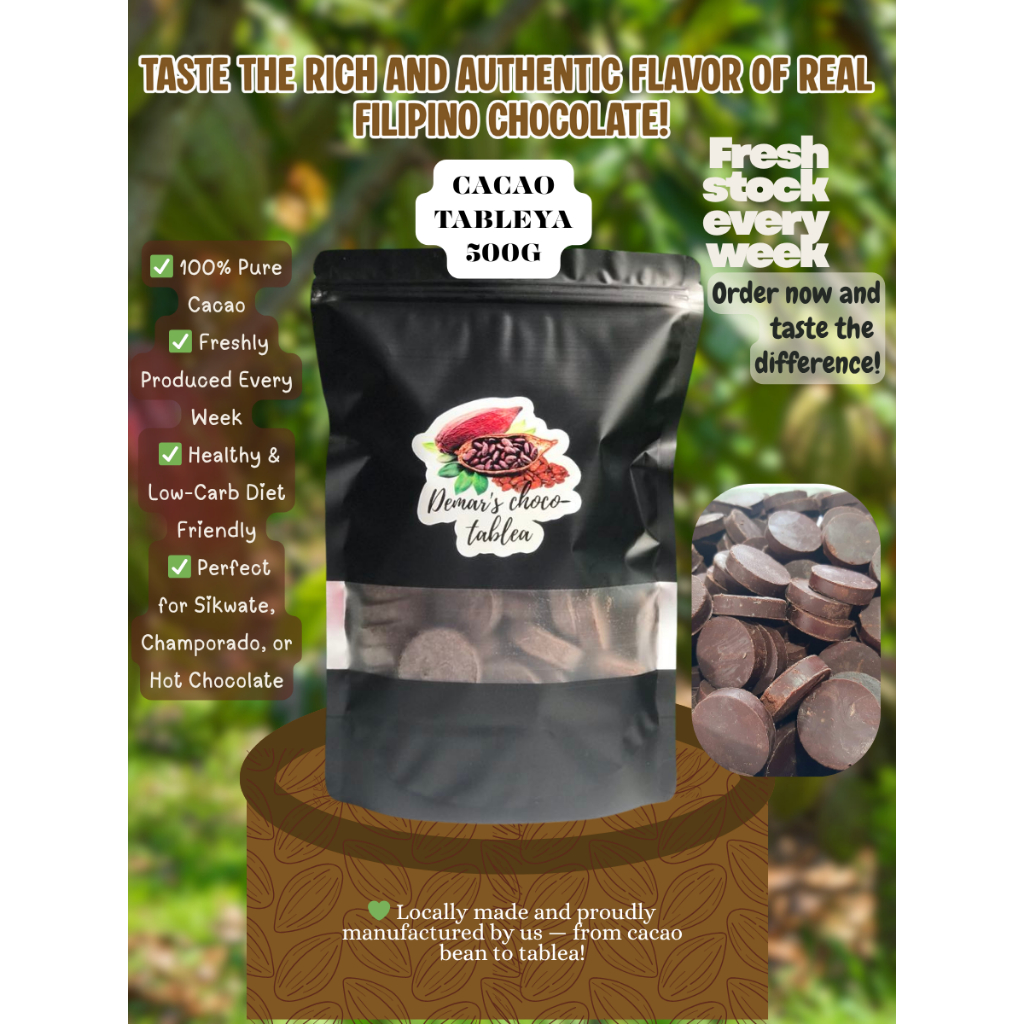 Demars 500grams |50 Pieces Cacao TABLEYA from DAVAO | UNSWEETENED Pure ...