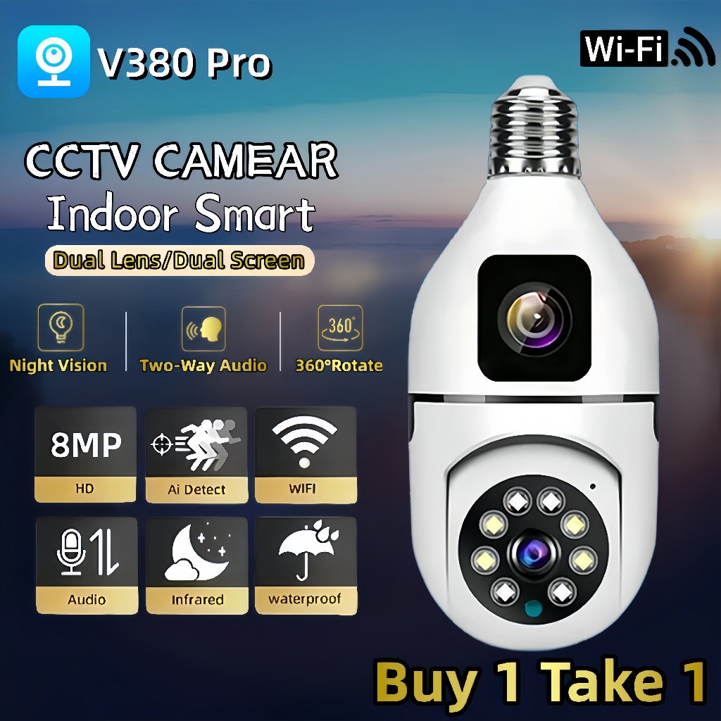 V380 Pro CCTV Camera WiFi Wireless Dual Lens 16MP HD Connect To ...