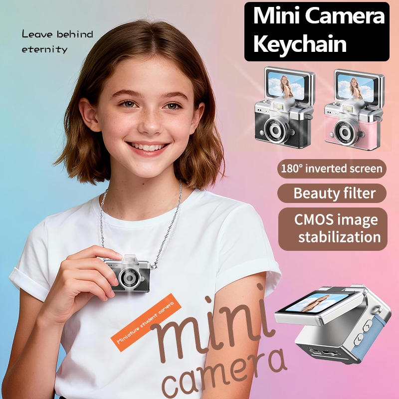 New Creative Mini Camera Keychain With Flash HD Cartoon Camera Necklace ...