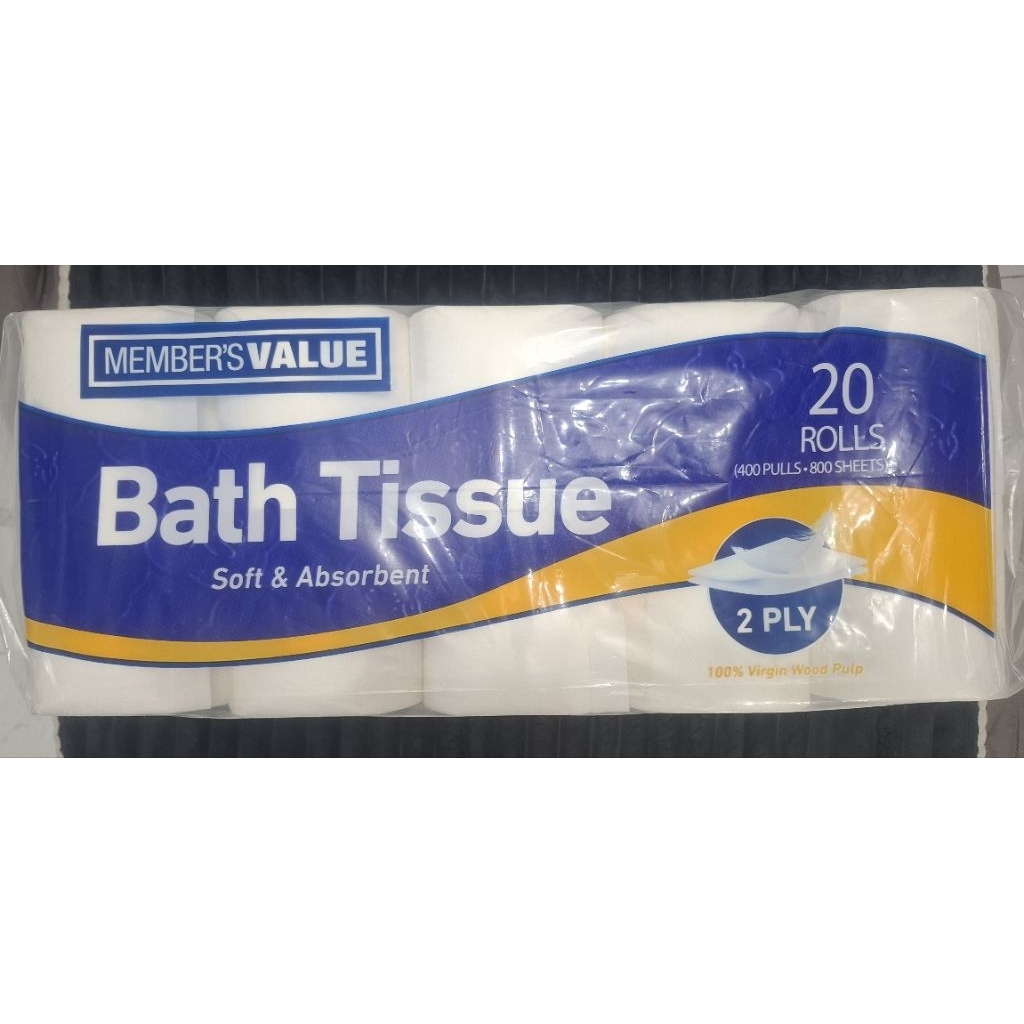 Member's Value Bath Tissue 2-Ply 100% Virgin Pulp 20 rolls | Shopee ...