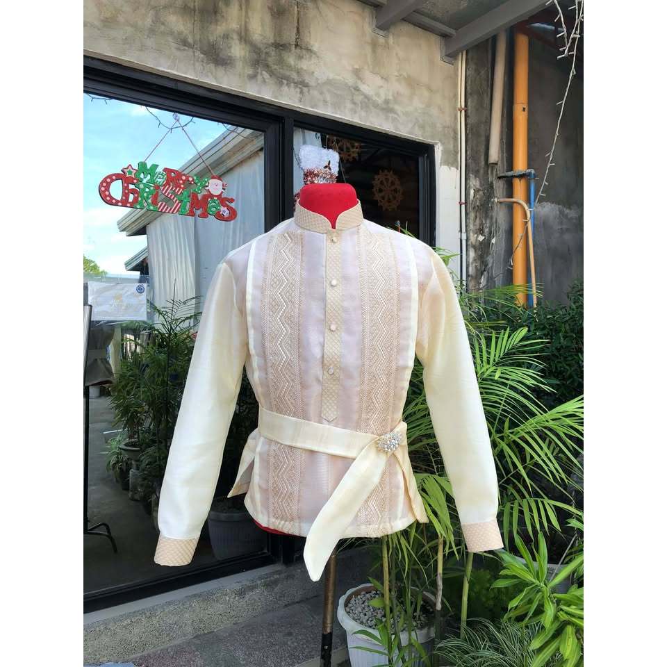 CULTURAL MODERN BARONG TAGALOG WITH BELT AND BROOCH | Shopee Philippines
