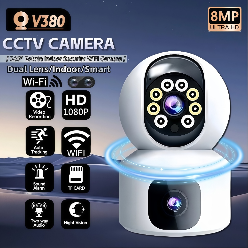 V380 Pro CCTV Camera WIFI Wireless Two-Way Audio Dual Lens 1080P Full ...