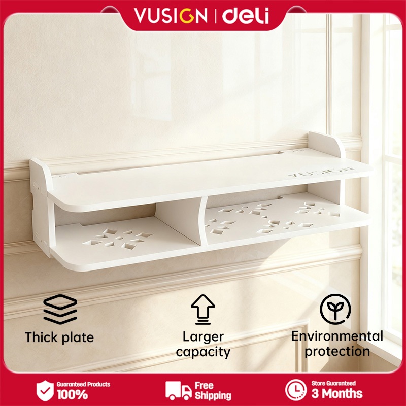 Deli Vusign Wooden Wall Shelf Bracket Storage Box Double Floating Shelf ...