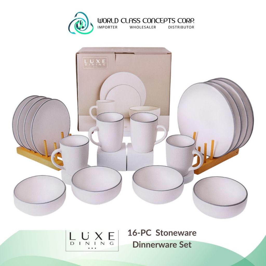 Luxe Dining 16-PC Dinnerware Stoneware Collection Dining Set Plates ...