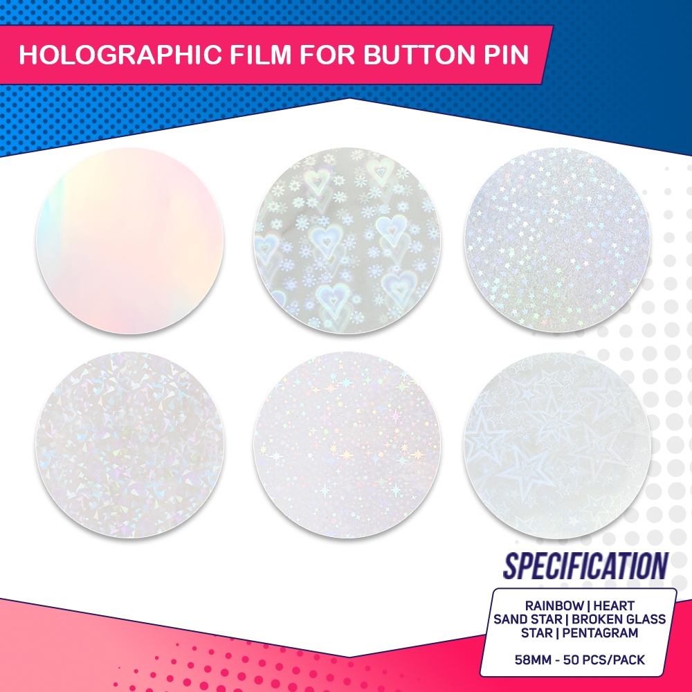 58mm Holographic mylar film for Button Pin (50pcs) | Shopee Philippines