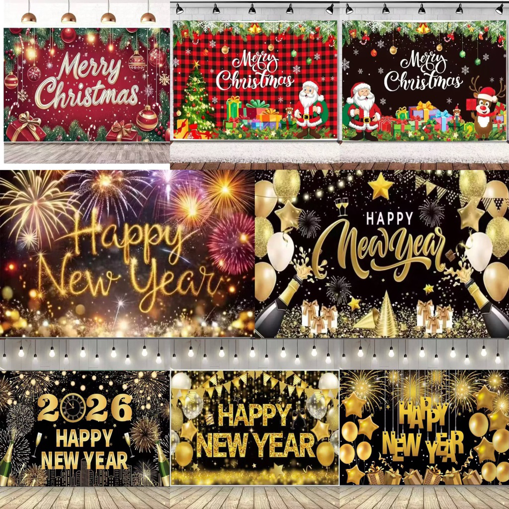 Partyparty Christmas or New year 150x90 cm Poster backdrop decorations ...