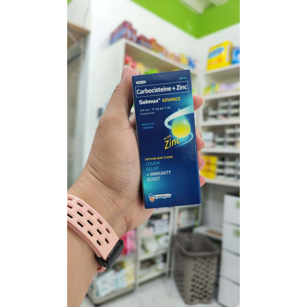 SOLMUX ADVANCE WITH ZINC ORAL SUSPENSION 60ML COUGH RELIEF TREATMENT ...