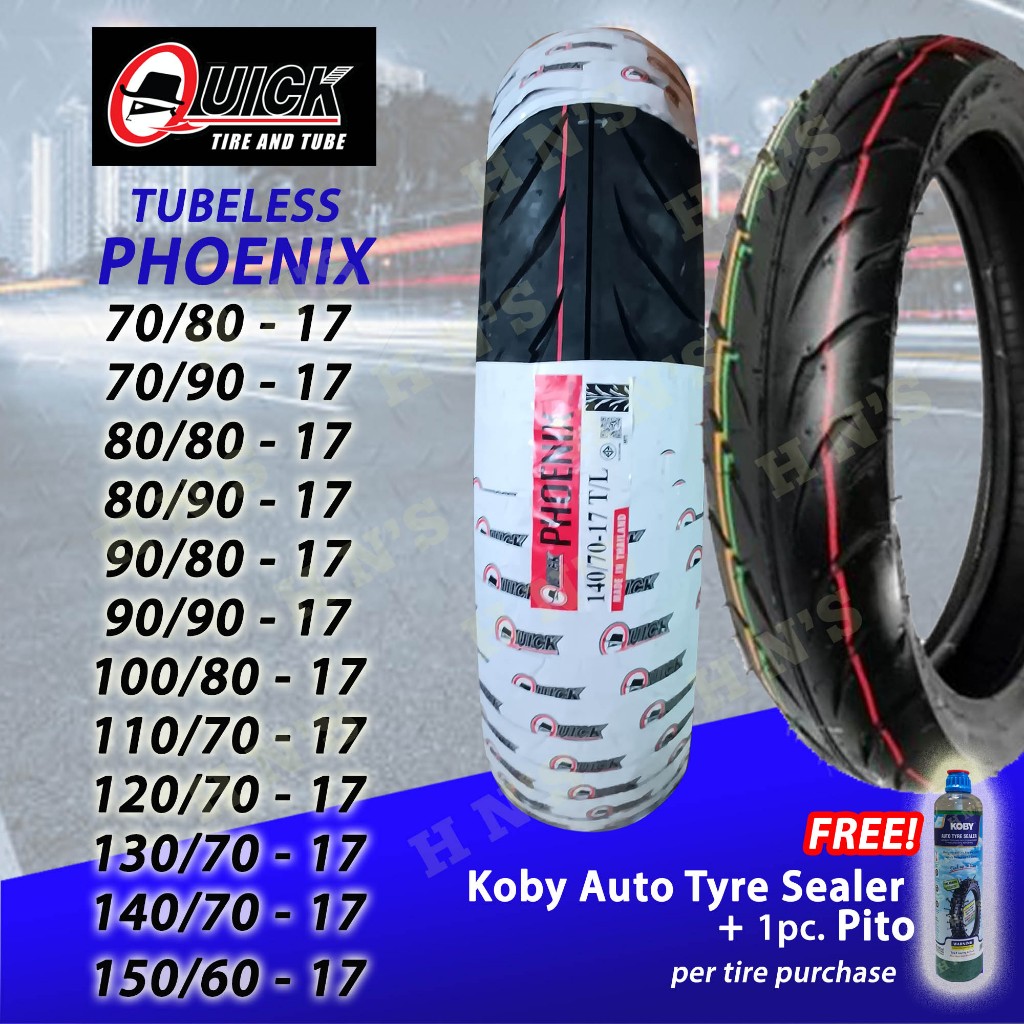 QUICK Tires RIM 17 Phoenix Tubeless Tires with FREE Sealant and Pito ...