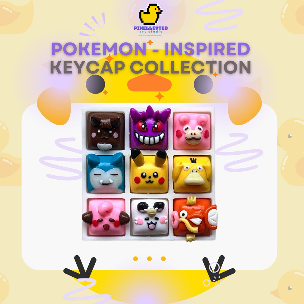 POKEMON INSPIRED ARTISAN KEYCAP with Fidget Clicker Keychain | Shopee ...
