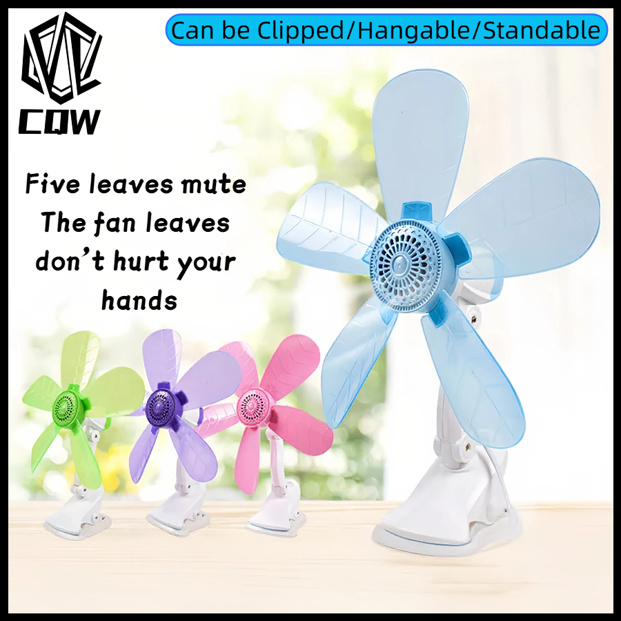 CQW 5 Leafs Fan Home Electric Fan W/ Clip, Clover Fan Anti-Heat ...