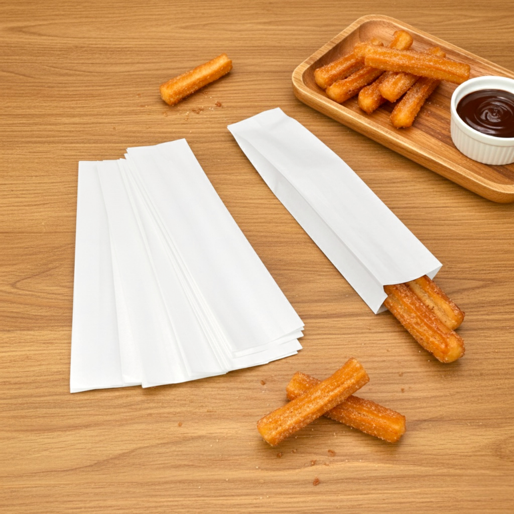 50pcs White Churros Pouch Greaseproof Paper Bag Long Pouch Food Wrap ...