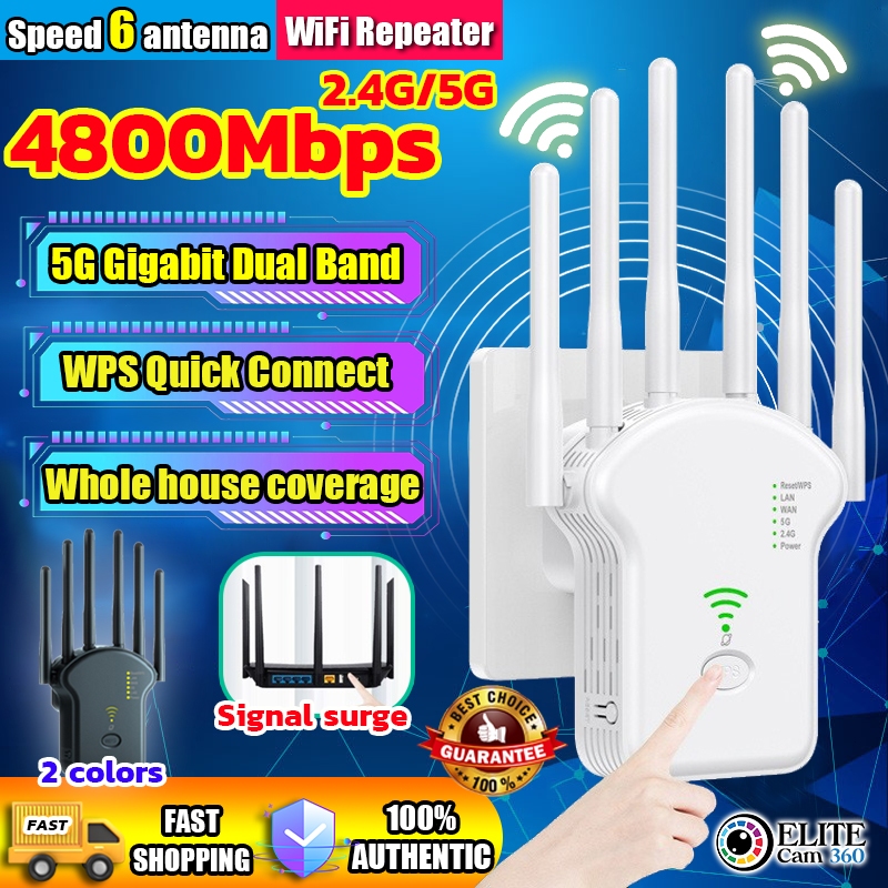⚡6 Antennas⚡Wifi Repeater 2.4G/5G 200% speed increase High Speed ...