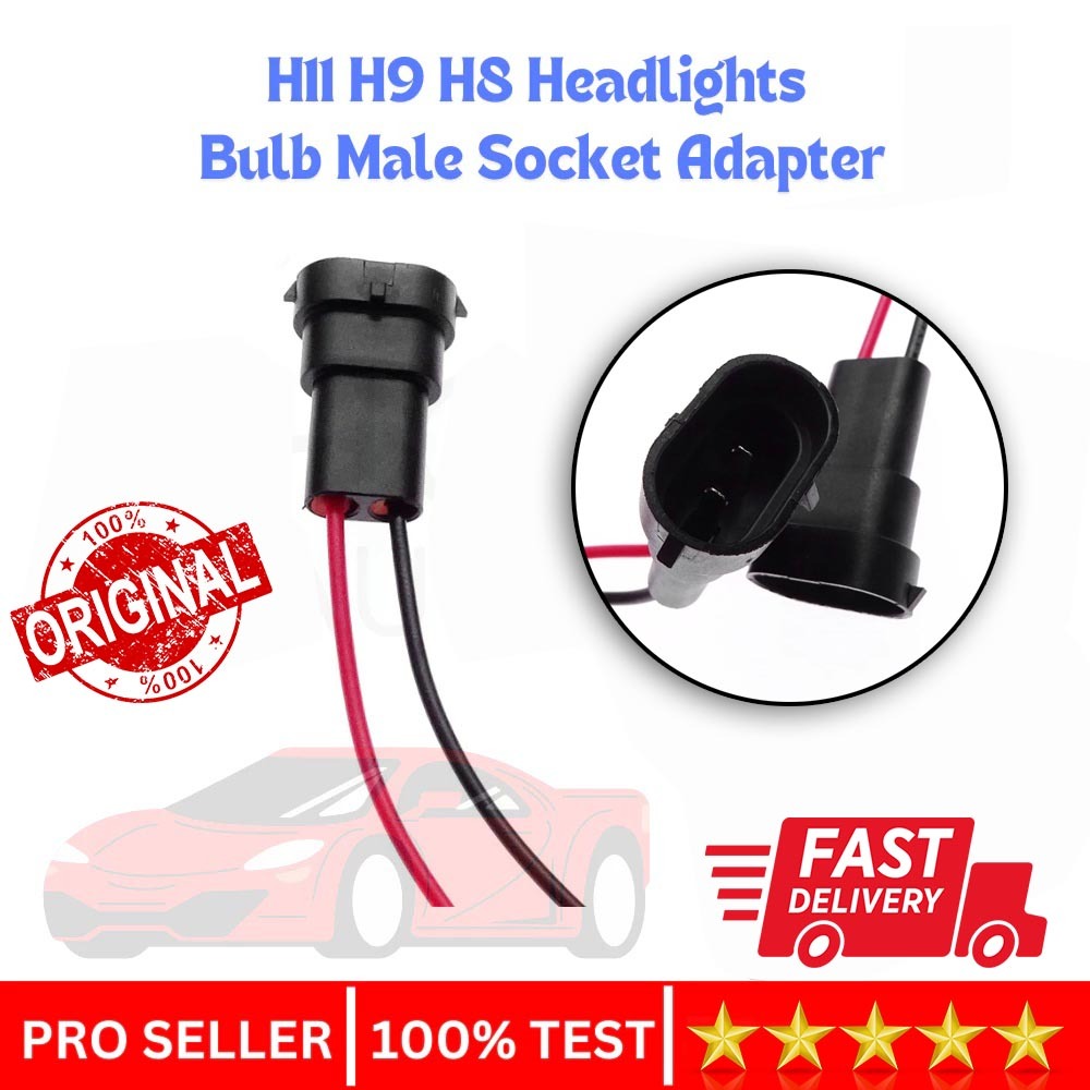 2Pcs H8 H9 H11 Male Socket Adapter Connector Cable Plug for LED Fog ...