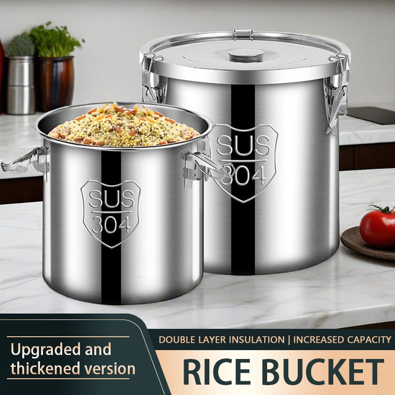 BLUEQZ Local 25Kg Stainless steel rice bucket with lid Sealed Rice ...