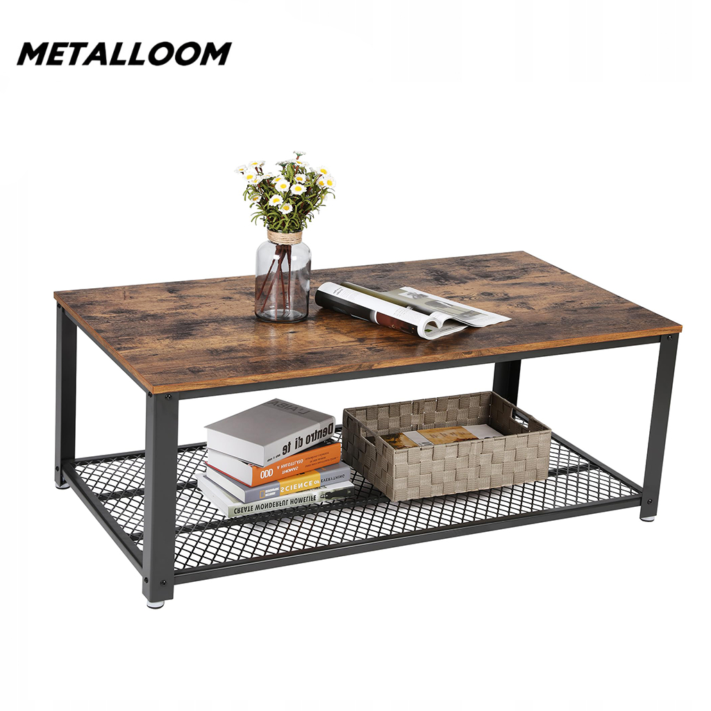 𝐌𝐞𝐭𝐚𝐥𝐥𝐨𝐨𝐦 Coffee Table Double Layer Livingroom Adjustable Tea Table ...
