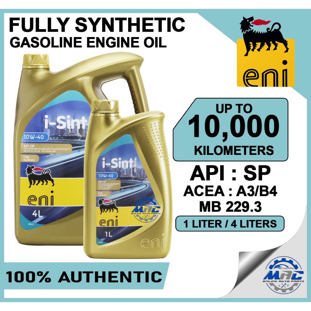 ENI I-SINT PROTECTION 10W40 API SP FULLY SYNTHETIC 4 LITERS AND 1 LITER ...