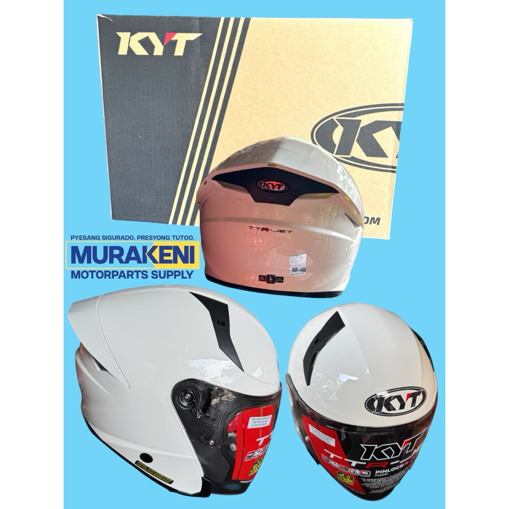 KYT HELMET TTR-JET PLAIN WHITE/E06 HALF FACE WITH PS MARK | Shopee ...