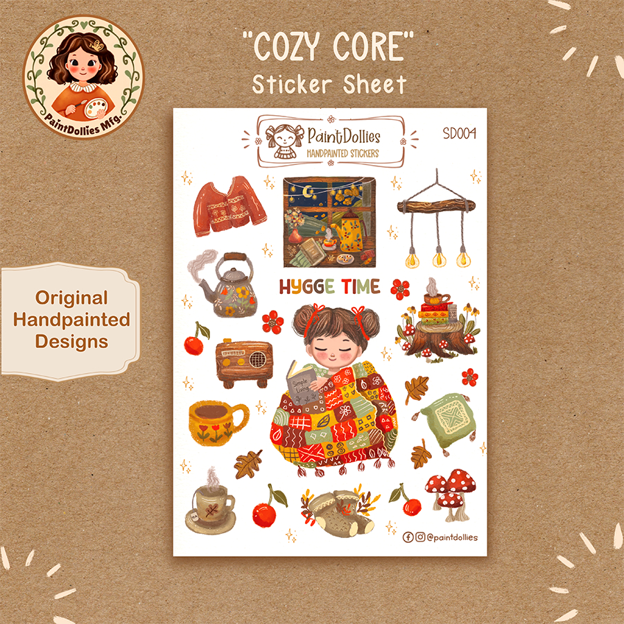 Cozy Core Sticker Sheet/ Cute Aesthetic Cozy Stickers, Hygge Stickers ...