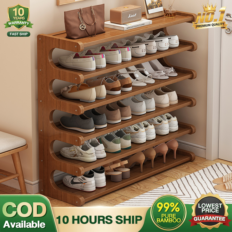 TAHANAN Bamboo Shoe Rack High Grade 3/4/5/6 Layers High-Capacity Shoe ...