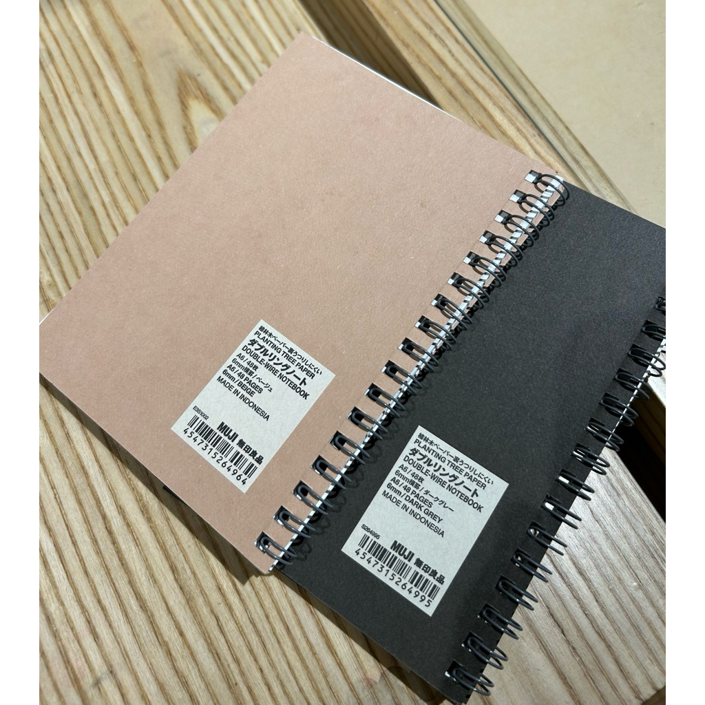 MUJI A6 Double-Wire Notebook / 48 Pages/ 6mm/ Planting Tree Paper ...
