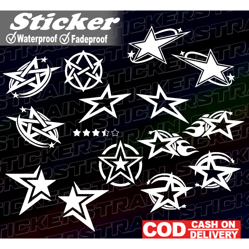 STAR Sticker Vinyl Waterproof Motorcycle Decals Cutout Stars Indo ...