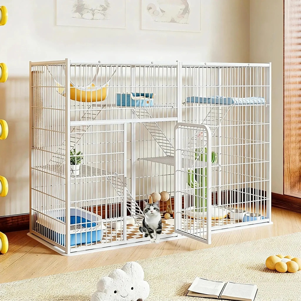 Pawfect Home Cat Cage Large Platform Cat House Pet Cage Cat Condo ...