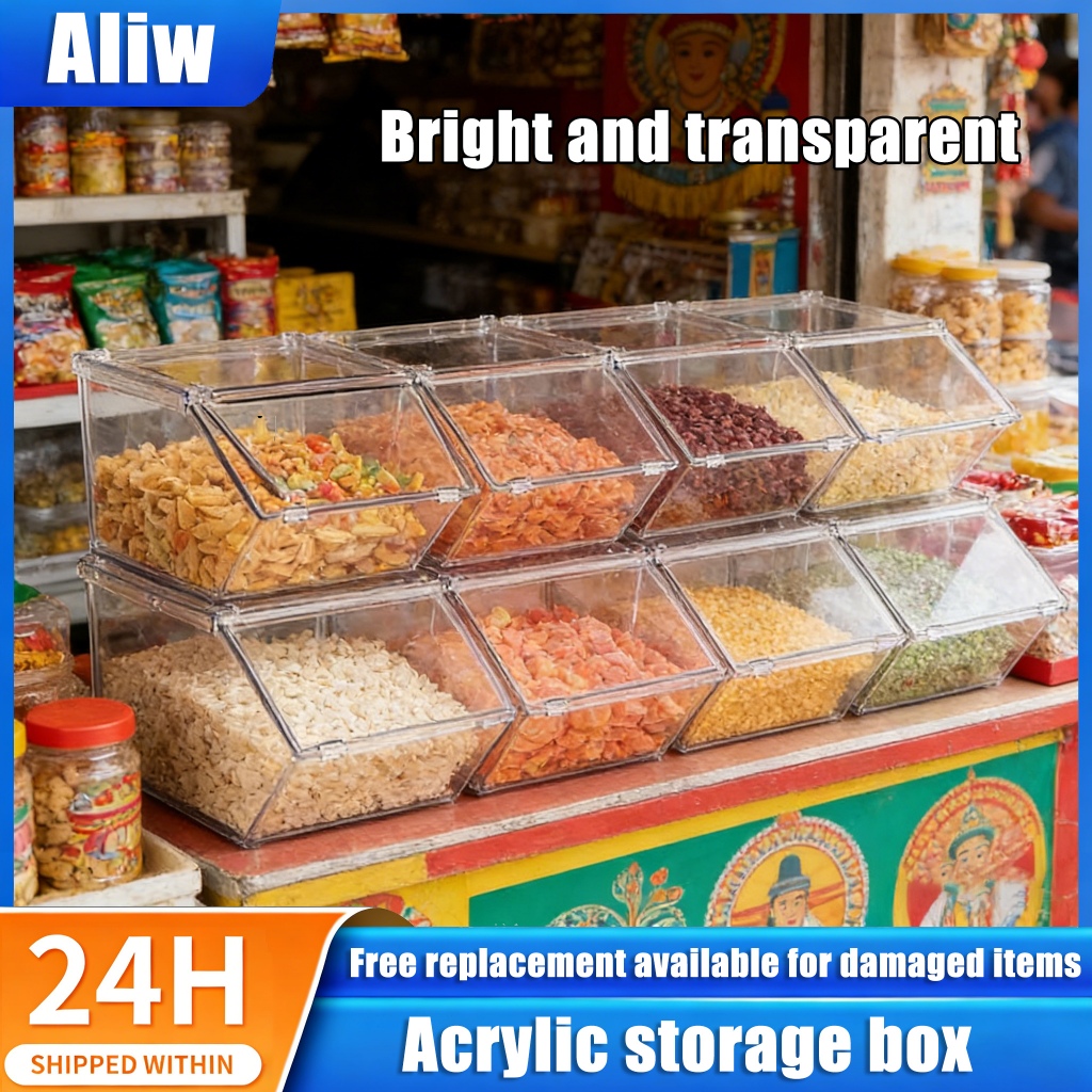 clear acrylic candy organizer box coffee and tea bag storage box lid ...