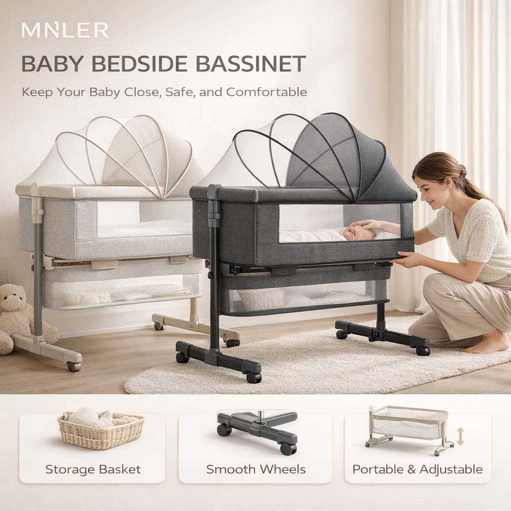 Baby Crib Manual Rocking Crib Rocker Bassinet Bed Multifunctional ...