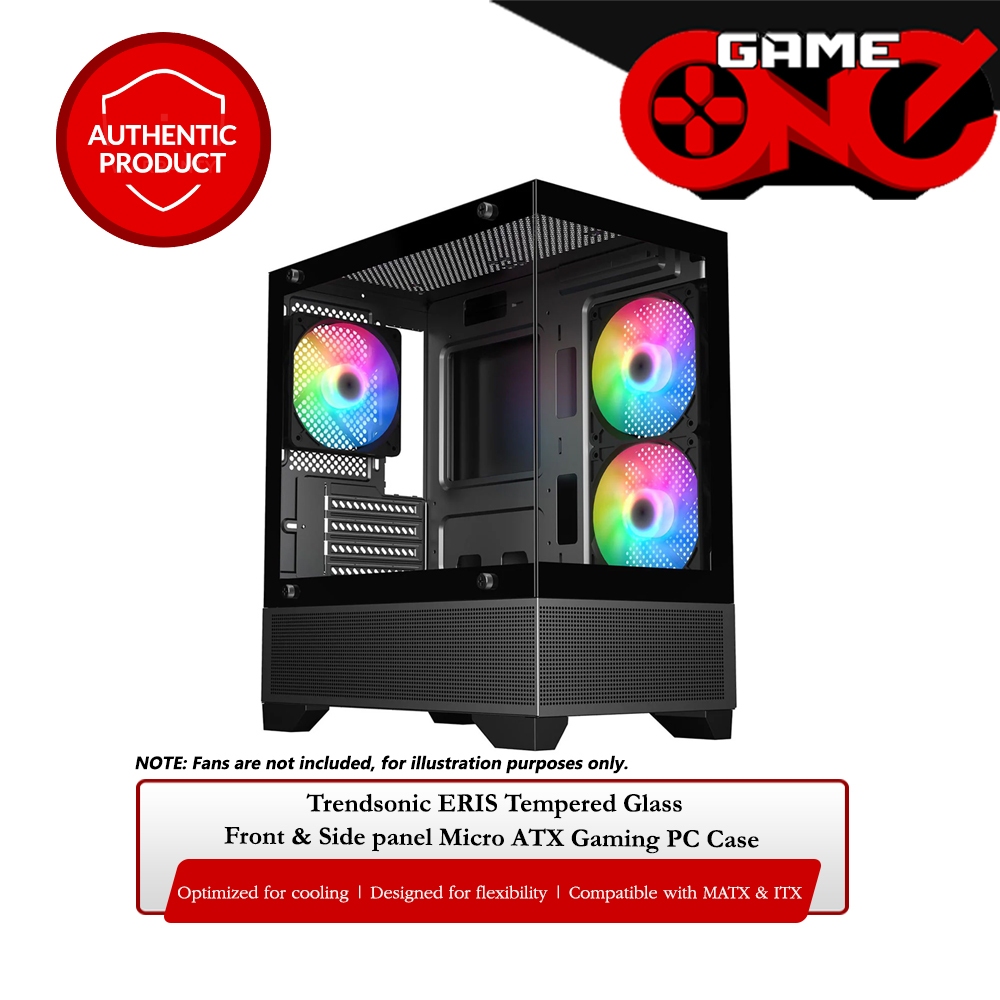 Trendsonic Eris Tempered Glass Front & Side Panel Micro ATX Gaming PC ...