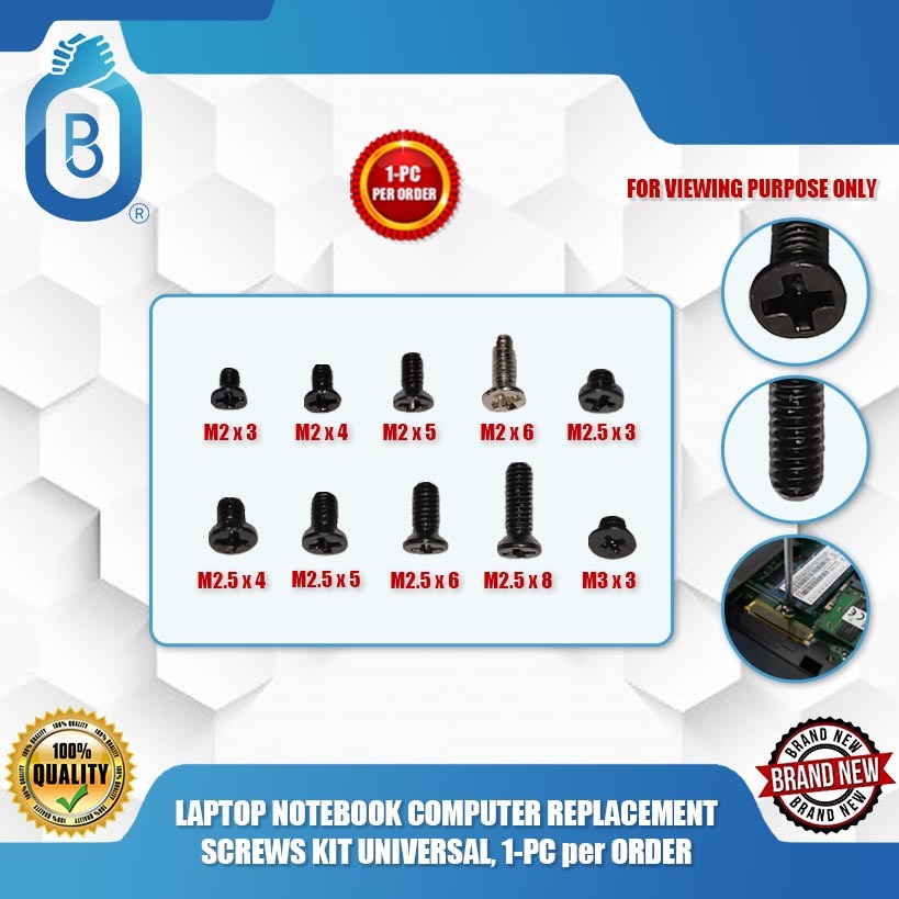 LAPTOP NOTEBOOK COMPUTER REPLACEMENT SCREWS KIT UNIVERSAL, 1-PC per ...