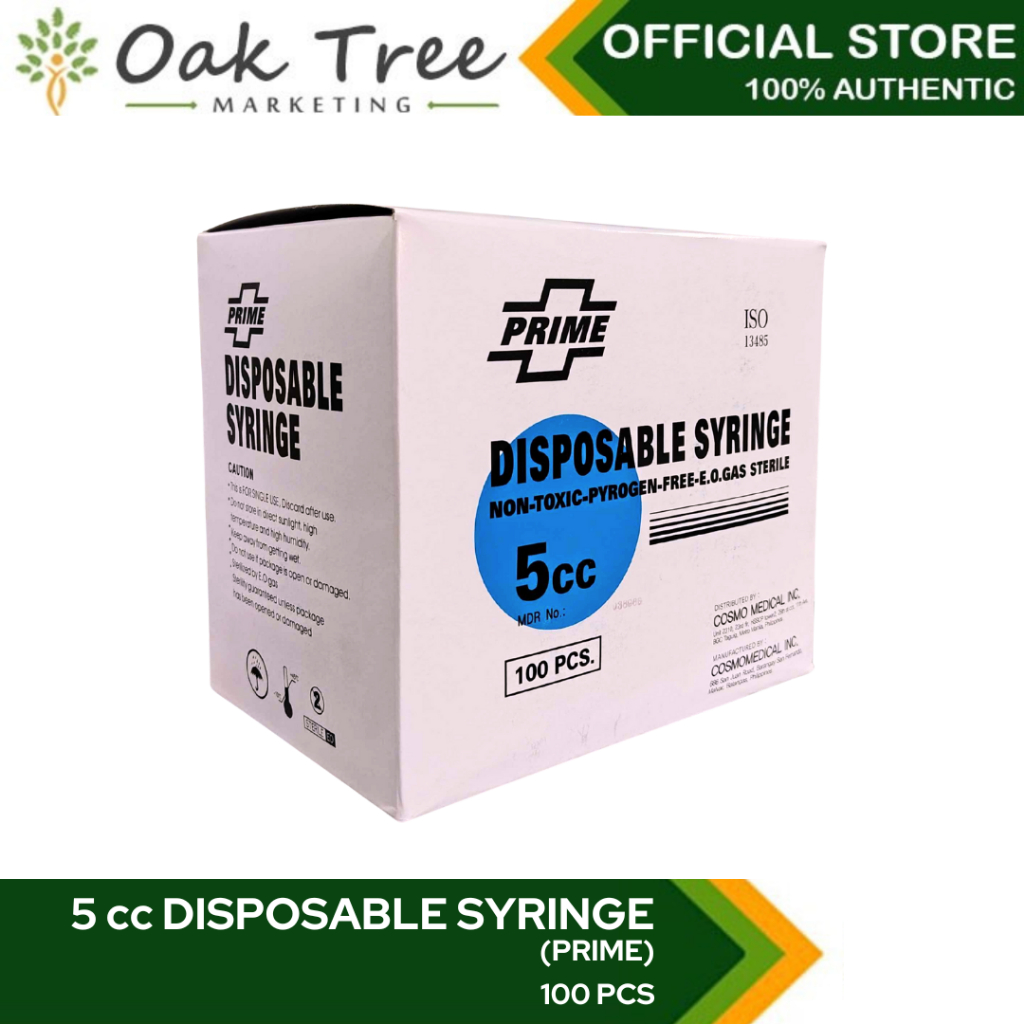 (PRIME) 5 CC DISPOSABLE SYRINGE - 100PCS/BOX (MAXIMUM OF 5 ORDER BOX ...