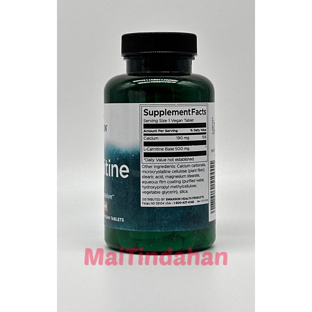 Swanson L-Carnitine 500mg 100 tablets