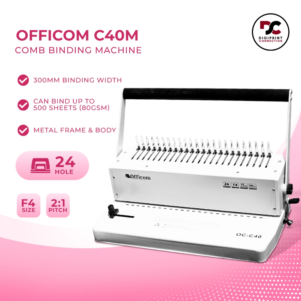 F4 Size Comb Binding Machine (Long | Legal) C40M Officom Heavy Duty ...