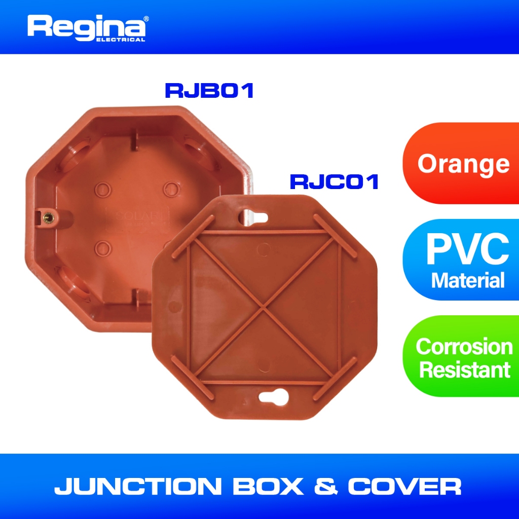 REGINA Electrical Junction Box and Cover Octagon Orange PVC Fire ...