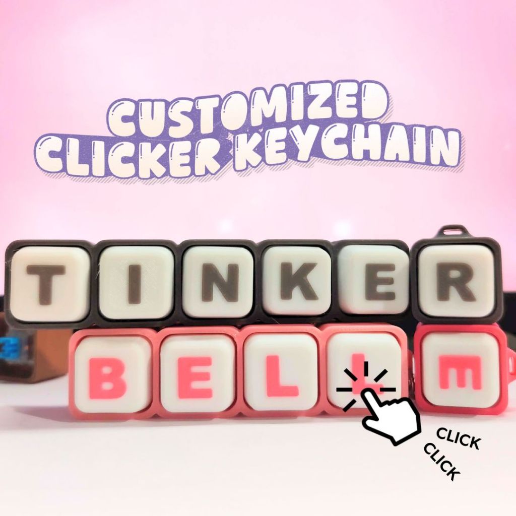 Custom Name Clicker Keychain 3D printed Personalized Fidget Toy ...
