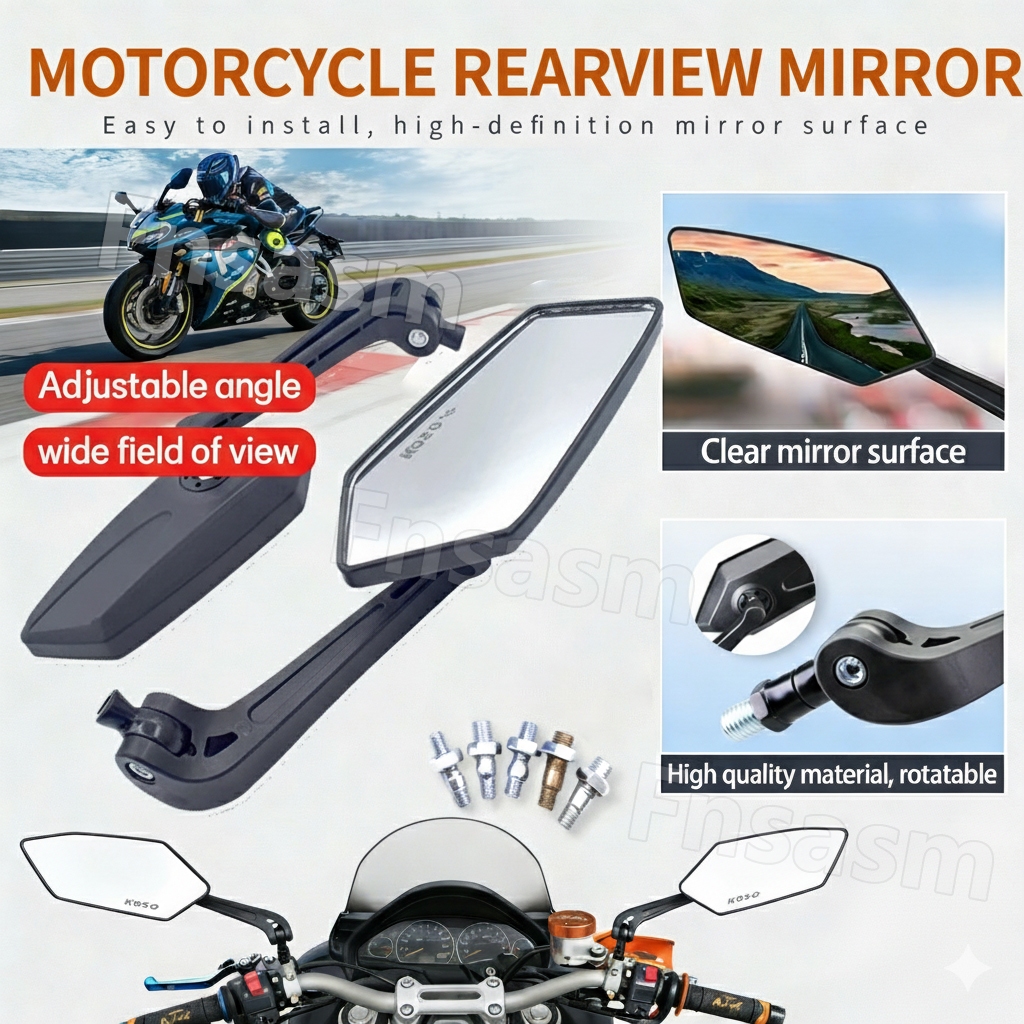 Universal 1 Pair Motorcycle Side Mirror Honda Click 125i Adjustable HD ...