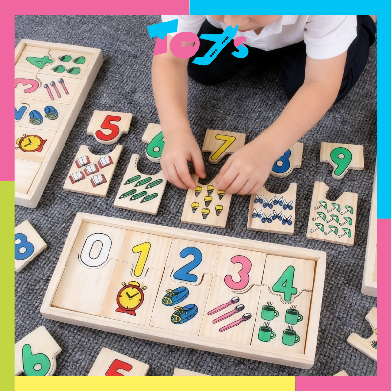 Gift Set Wooden Math Board Number Counting Geometric Shape Match ...