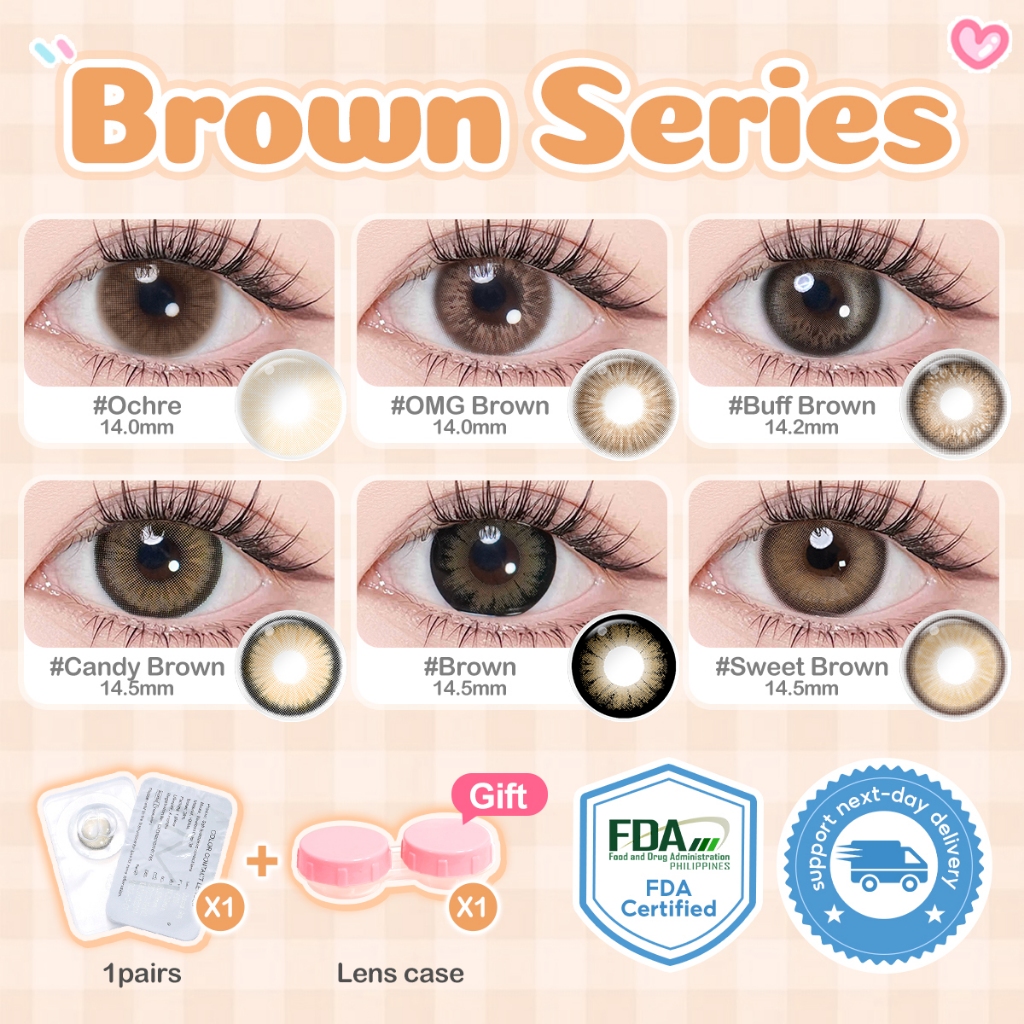 Magister Color Contact Lens 0.00 to -6.00 Brown 1Pair Natural Looking ...