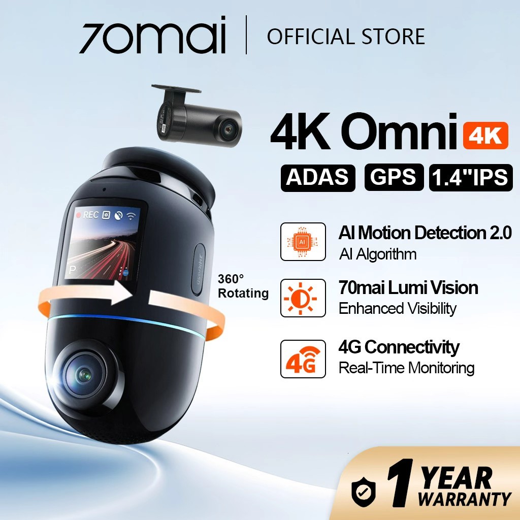 NEW LAUNCH] 70mai 4K Omni X800-2 Dashcam 4K HDR 360° Rotating Dual 