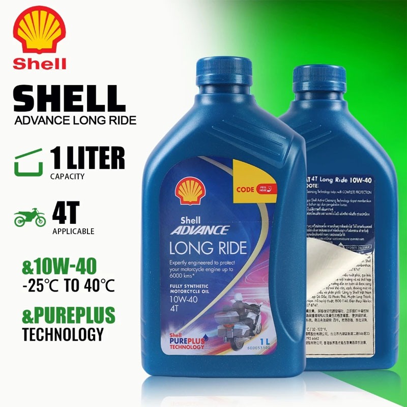 Shell Advance Long Ride 10W-40 1L Fully Synthetic Motorcycle Oil-6000km ...