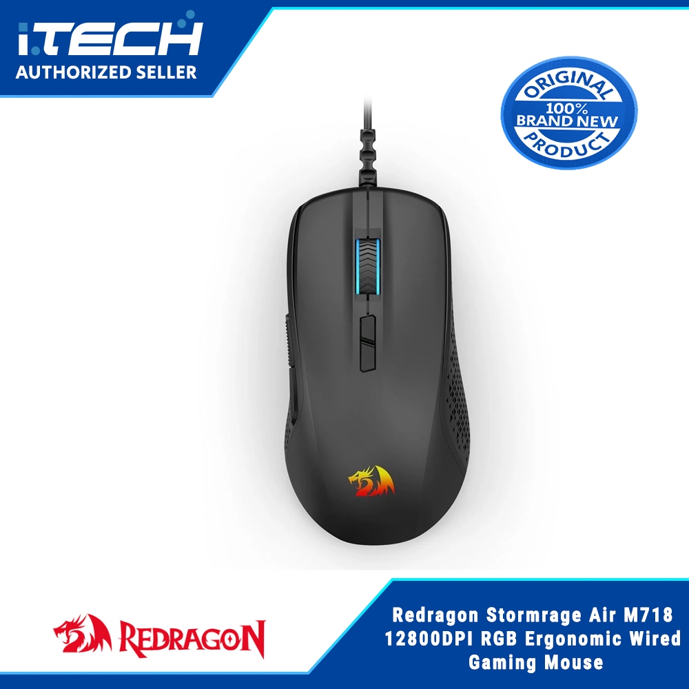 Redragon Stormrage Air M718 12800DPI RGB Ergonomic Wired Gaming Mouse ...