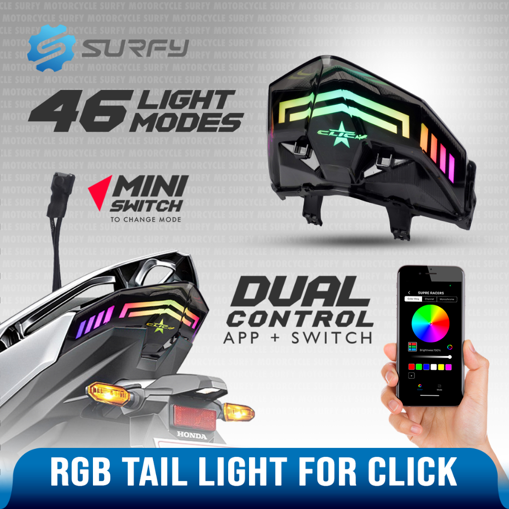 Honda Click 125/150 v3 v4 LED Tail Light Premium Star RGB Smartphone ...