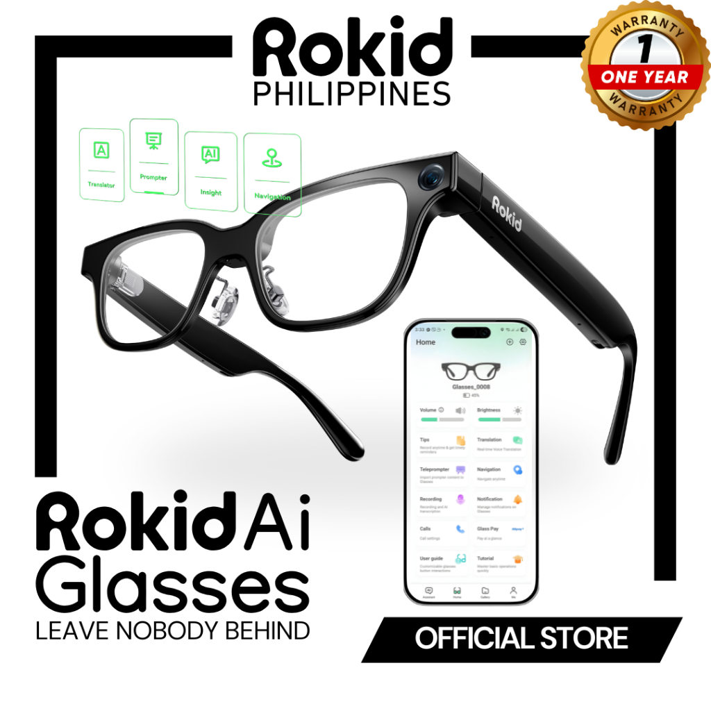 Rokid AI Glasses Dual Micro-LED Display • 12MP Camera • Real-Time ...