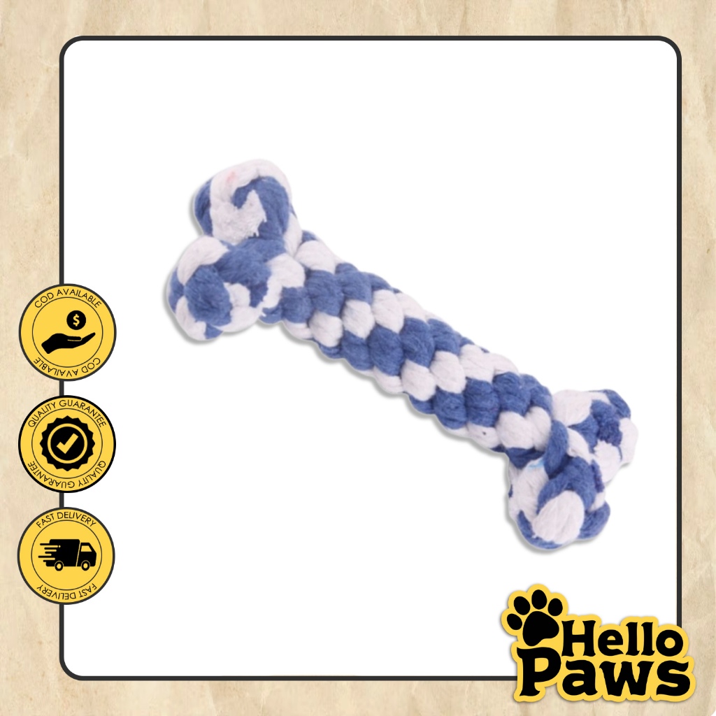 Hello Paws Dog Bone Braided Cotton Rope Anti Bite Chew Toy Teeth ...