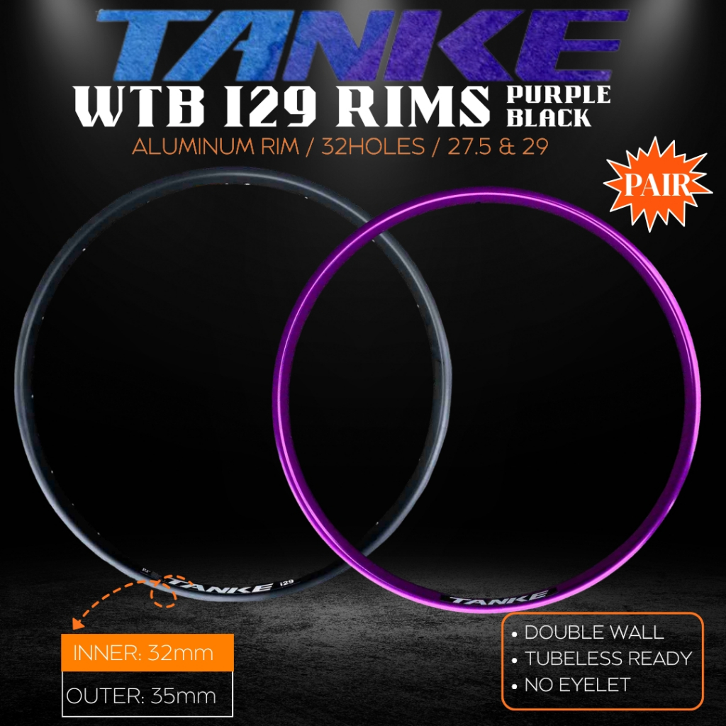 TANKE RIM WTB Bicycle Rim（2 pieces） Double Wall NO Eyelet Mountain Bike ...