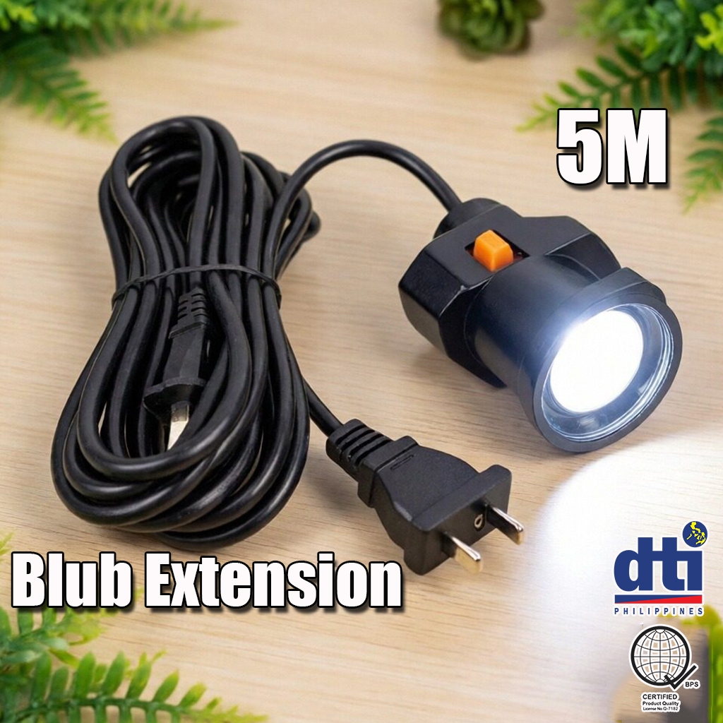 Bulb Extension With Outlet 5 Meter Lamp Socket Extension/Lamp Buld Port ...
